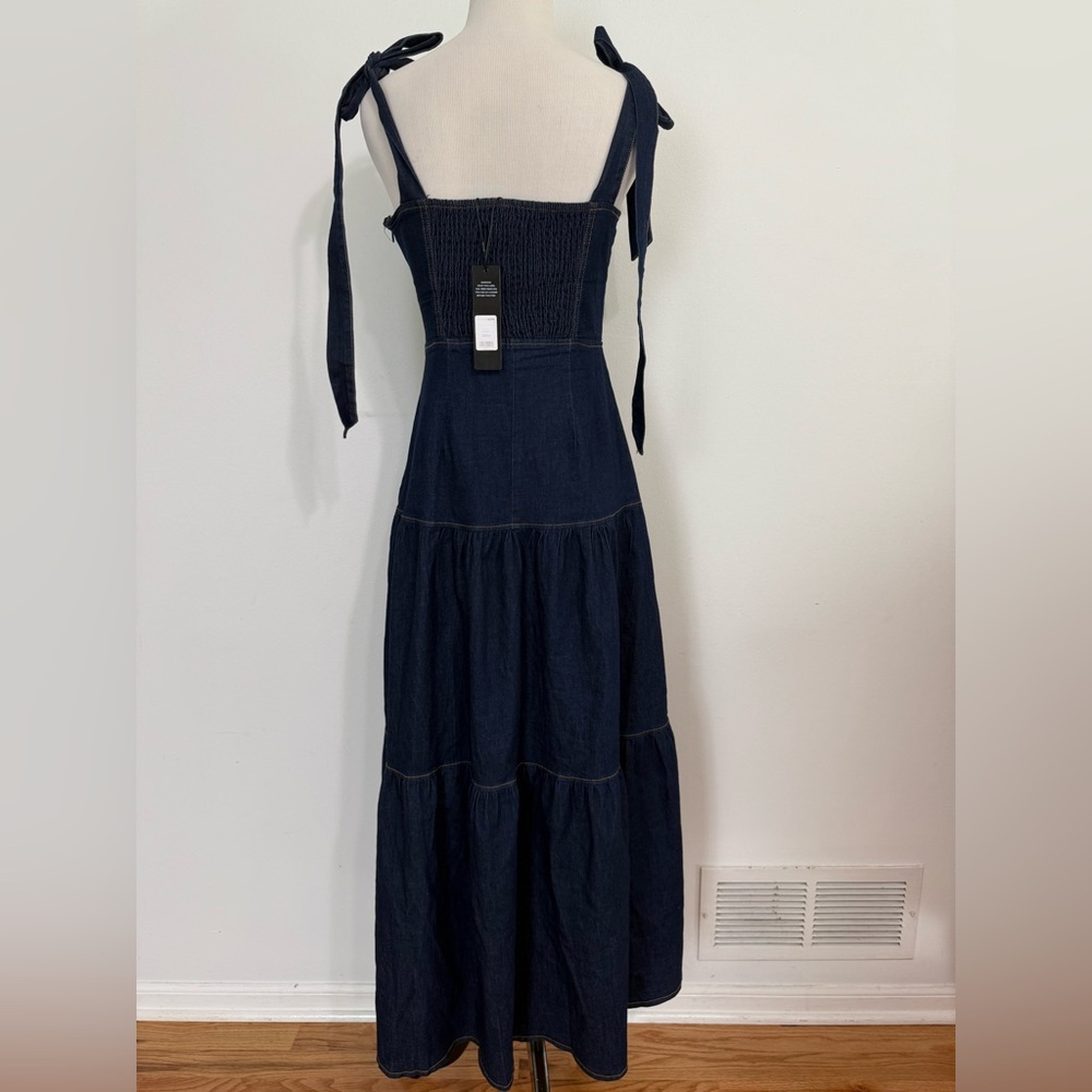 NWT FASHION NOVA Imelda Denim Maxi Dress - Dark Wash - Picture 8 of 8